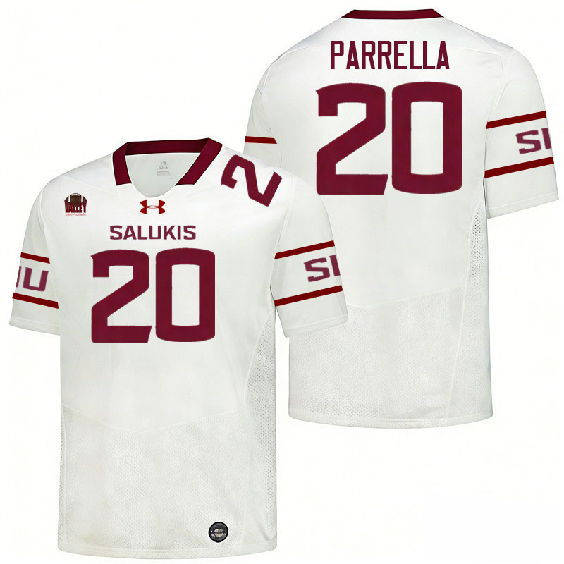 Southern Illinois Salukis #20 Jake Parrella College Football Jerseys,Uniforms-White